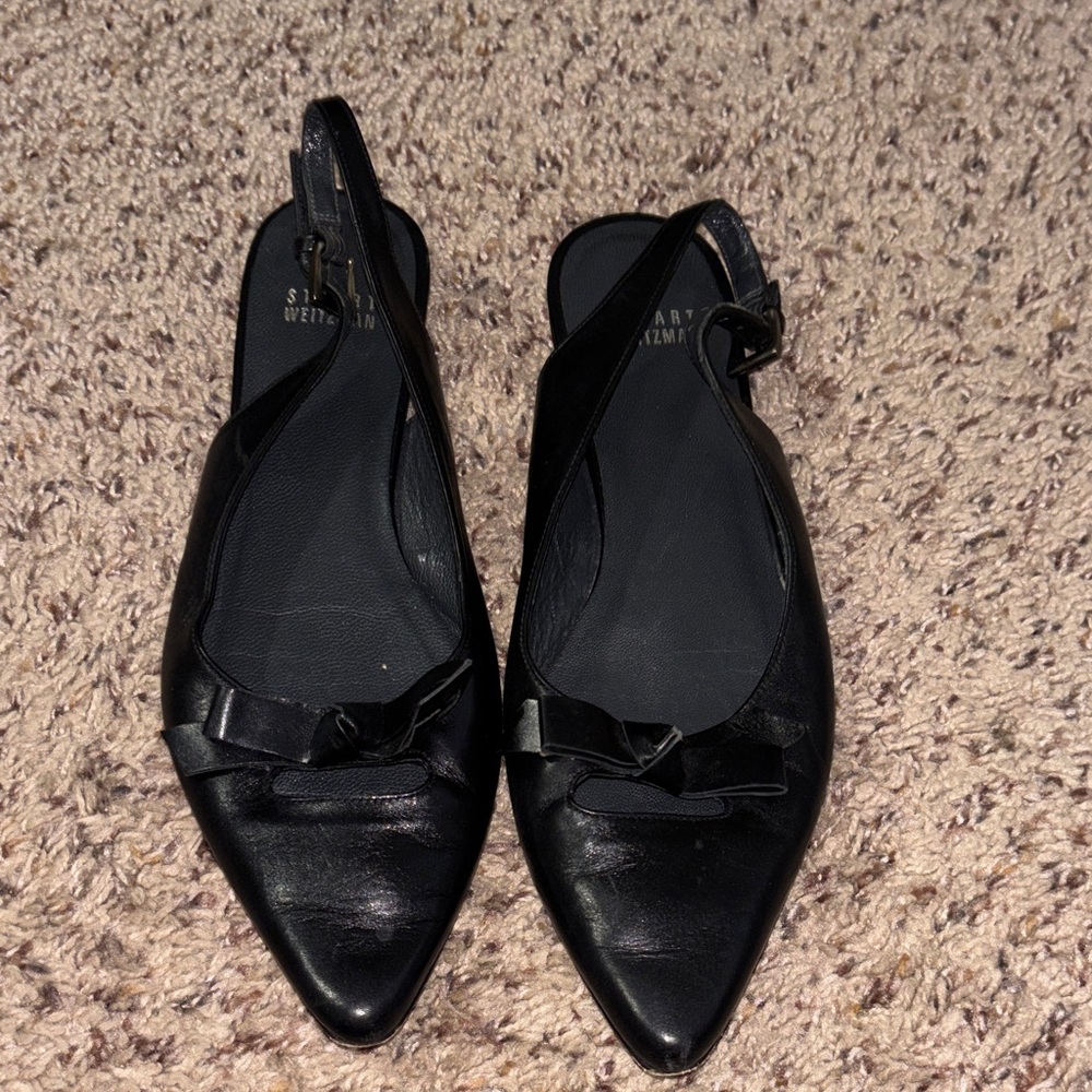 STUART WEITZMAN- leather slingback point-toe flats - Picture 2 of 5